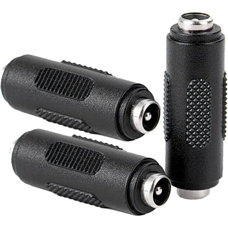 3 Pcs DC Connecteur d'alimentation Femelle à Femelle de 5.5x2.1mm, Adaptateur de coupleur Femelle à Femelle pour CCTV