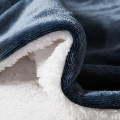 WAVVE Plaid Polaire Sherpa Réversible 150x200cm - Couverture Canapé Douce Et Chaude Gris Anthracite - Jeté De Lit 2 Personnes