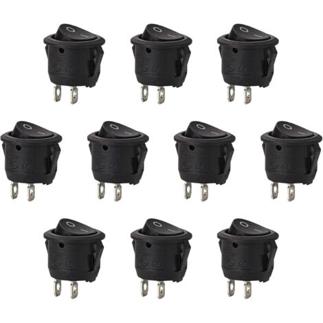 10 Pièces Interrupteur à Bascule Rond Verrouillage Commutateur SPST Bouton 2 Broches AC 6A/ 125V 3A/ 250V pour Voiture, Camion, Bateau (1/5)
