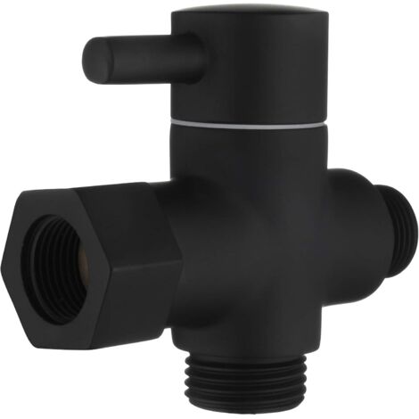 Déviateur à 3 Voies le Laiton Vanne D'arrêt 3/8”-1/2" Adaptateur pour la Ligne D'eau de Toilette,Noir (1/5)