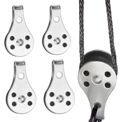 4 Pièces Double Inox Pivotant Poulie, Poulies à Bloc Unique, Bloc Poulie Simple en Acier Inoxydable, pour Les Grands Kayaks, Canoës, Usines, Bâtiments, Etc (1/5)
