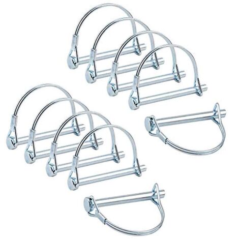 10pcs Axe de verrouillage de broche de coupleur de sécurité, 1/4 pouce de verrouillage de prise de force avec fil de retenue rond pour jardin de pelouse de remorques de ferme (1/5)