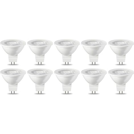 Lot de 10 ampoules LED GU5.3 MR16 5 W Blanc chaud non dimmable, 220 V [Classe énergétique G]