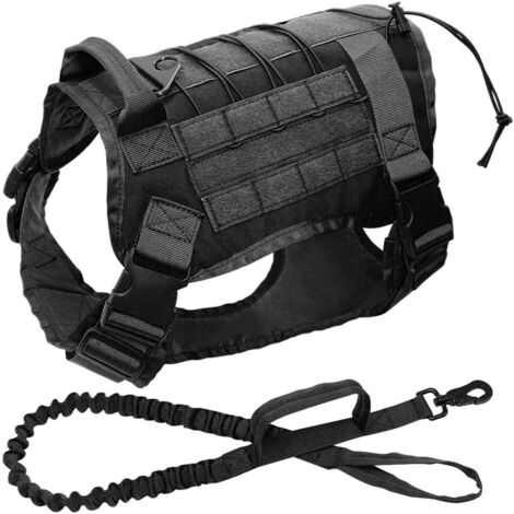 Militaire Tactique Chien K9 Chien De Travail Gilet en Nylon Bungee Laisse Service Chien Formation Militaire Chasse pour Medium Gros Chiens (1/5)