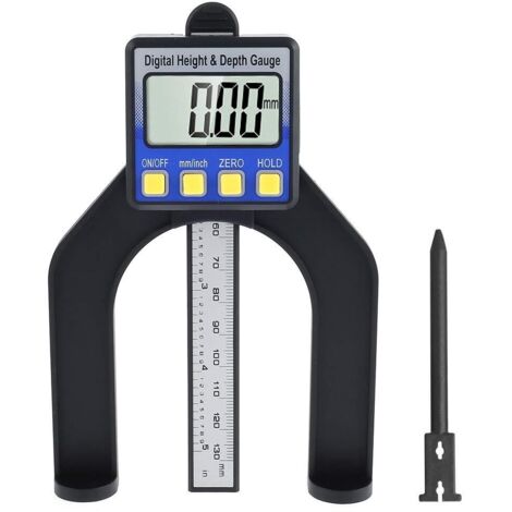 Jauge de Profondeur Numérique 80 mm Jauge de Hauteur et de Profondeur Menuiserie avec Tige de Profondeur Pieds Aimantés Fonction de Maintien Outils de Mesure Intelligente pour Table de Toupie à Main