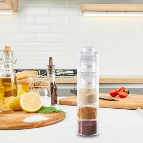 Ensemble De Boîtes à épices En Verre Avec Couvercle Inox Et Cuillère - 4 Pots De 300 Ml - Rangement Condiments Peu Encombrant
