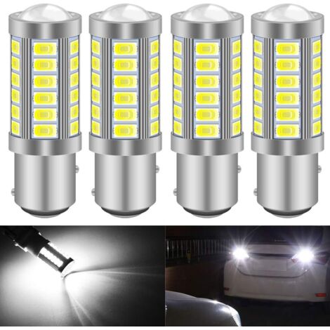 Blanc 1157 BAY15D P21/5W 5630 33SMD Ampoules LED Canbus 900LM Super Eclairage de Recul Feu de Stationnement Frein Feu Antibrouillard Arrière Position Feu Arrière 12-30V 3.6W(4 pièces)
