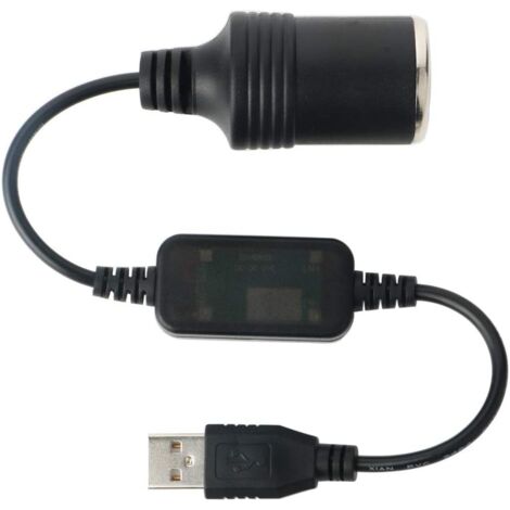Convertisseur de Câble USB A mâle vers Allume-Cigare Femelle 12V, Voiture Femelle Convertisseur, Voiture Cigarette Allume Socket pour GPS E-Chien