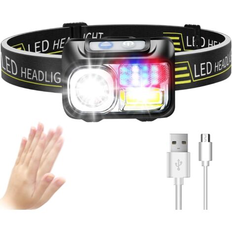 Lampe Frontale LED Rechargeable, Torche Frontale Puissante Étanche with 9 Modes d’Éclairage Réglable Lampes Frontales Convient Aux Enfants et Aux Adultes Pêche, Camping, Cyclisme (1/5)