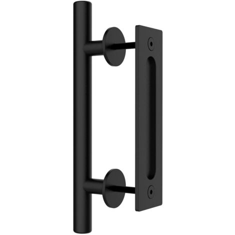 30cm Matériel de poignée de porte de grange coulissant, avec poignée de doigt de chasse d'eau, poignée et kit de poignée de porte de grange de chasse d'eau pour armoire de porte de garage (1/5)