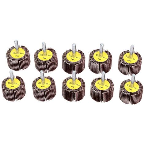 10pcs Roues à Feuillets Abrasif Meule de Polissage Disque de Meule à Lamelles en Papier Abrasif avec une Tige de 6mm 40×25×6mm