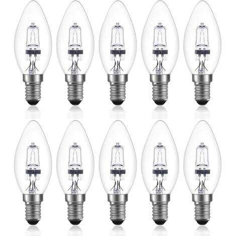 Aougo – Ampoule halogène dimmable E14 C35 42W – Blanc chaud 2700K – 613lm – AC 220-240V – Lot de 10 ampoules - 10pcs