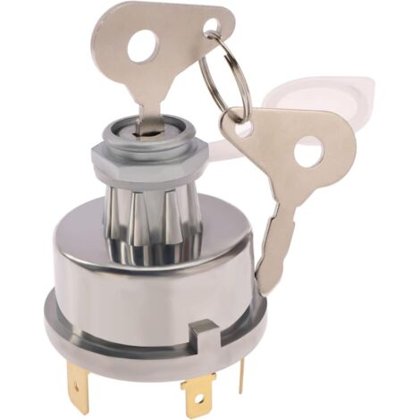 Interrupteur de Démarrage avec 4 Positions 6 Bornes 2 Clés Remplacement du Trou de Montage Universel 12V 24V 15mm pour Les Applications de Voiture Tracteur Agriculture Usine (1/5)