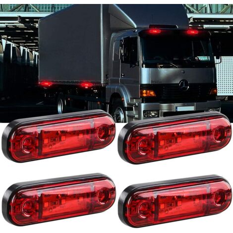 4 pièces LED indicateur de position latérale avant arrière feux de position latéraux 12 V pour camion camping-car camion RV feux de position (rouge)