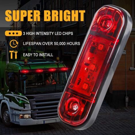 Lot De 6 Feux Arrière LED Rouges 12V - Pour Remorque, Van, Bus, Camion