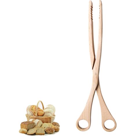 Pince à nourriture en Bois Pince à Tarte en Bois pour Aliments Ciseaux pour Barbecue en Bois avec Poignée Facile à Saisir Adapté à la Cuisine, au Camping, au Grill, au Buffet, au Restaurant Etc (1/5)