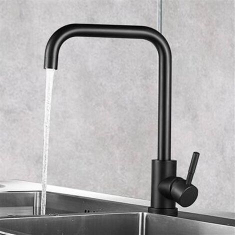 Mitigeur de Cuisine Noir Robineterrie Cuisine de 7-Forme en 304 Acier Brossé Mitigeur Cuisine 360 Rotatif avec Mousseur Démontable Robinet de Cuisine Anti-calcaire(Noir) (1/5)