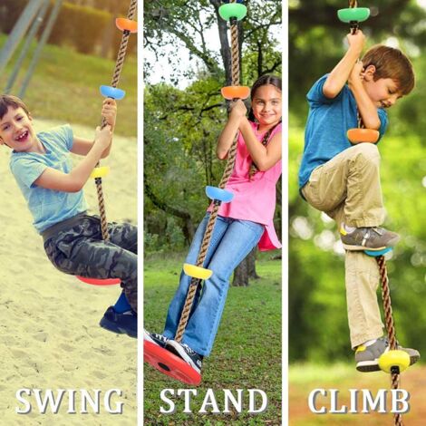Balançoire D'escalade Avec Siège Disque Et Plateforme Pour Enfants CHAIRLIN - Jeux Extérieur Jardin Balançoire D'escalade Avec Siège Disque Et Plateforme Pour Enfants CHAIRLIN - Jeux Extérieur Jardin