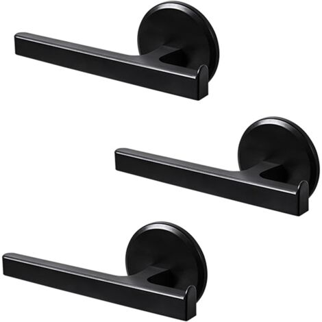 Porte-Serviettes de Bain Porte-Rouleau de Papier Toilette Porte-Serviettes à Ventouse en Plastique Ensemble de Porte-Serviettes de Bain pour Salle de Bain et Cuisine, sans Perçage, Noir, 3 Pièces (1/5)