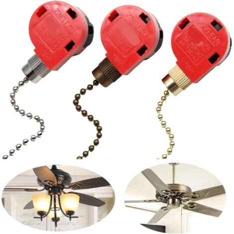 Aougo – Interrupteur ventilateur plafond 3 vitesses – 4 fils – Mécanisme de traction – Remplacement pour éclairage et ventilateurs - ZE-268S1