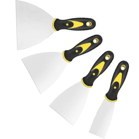 Grattoirs à papier peint, 1,5'', 3'', 4'', 5'' de large, ensemble de couteaux à mastic, outils de peinture de couteaux à spackle en métal (paquet de 4) NPTERBL (1/5)