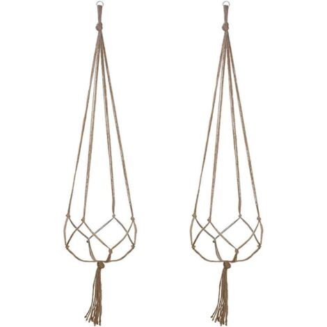 Lot de 2 Suspension Plante pour Pot de Fleurs Cache-Pots Suspension en Corde Suspension Plante Macramé Porte Décoration pour Interieur et Extérieur Suspendue Décoration Balcon Maison (122cm)