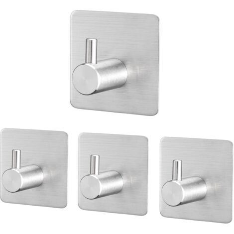 4 Pièces Crochet Adhesif Mural en Acier Inox, Crochets Adhésifs Muraux Salle de Bains Cuisine, Inox Patère Murale Adhesive Autocollant sans Percer NPTERBL (1/5)