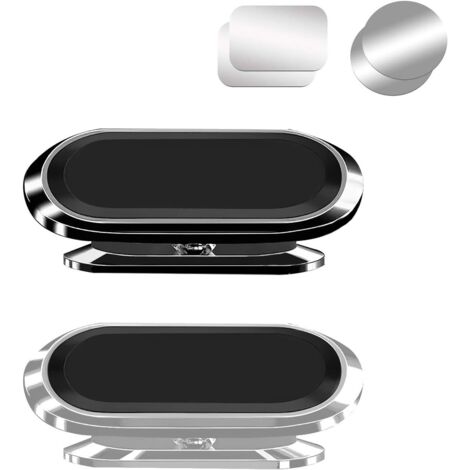 2 Pièces Support Téléphone Voiture Magnétique, Super Magnet 360 ° Support de Téléphone Portable Réglable, Support de Smartphone Antidérapant pour Voiture Universelle (Noir & Argent) (1/5)