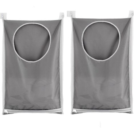 2 Pièces Sac à Linge, Panier à Linge Grande Contenance Sac de Rangement, Sac De Rangement Pour Sac De Placard À Linge Suspendu, pour Salle de Bain, Dortoirs et Placard (Gris)