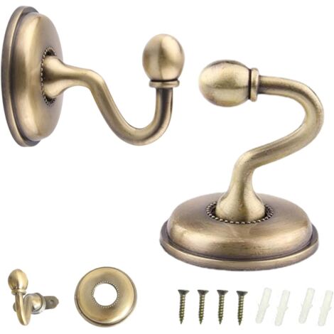 Aougo – Lot de 2 embrasses de rideaux en alliage d'aluminium – Support mural en forme de U – Installation rapide et facile – Pour chapeaux et vêtements
