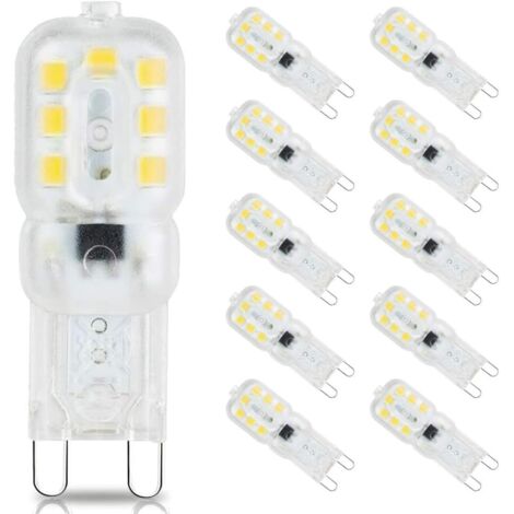 Ampoule Led G9, 3W G9 Led Lampes(Équivalent à 33W Halogène Ampoules G9), Led G9 Ampoules Blanc Froid 6000K, sans Scintillement, 360 Degrés Angle, AC 220-240V, Lot de 10 [Classe énergétique E] (1/5)