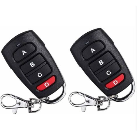Lot de 2 télécommandes de rechange universelles pour portail électrique de garage 433 MHz