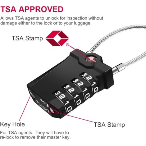 Cadenas Tsa Pour Valise - Code A 3 Chiffres - Antivol Titan Pour