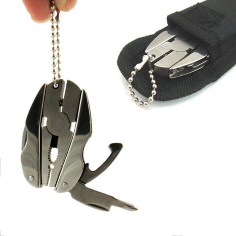 Mini Couteau Pliant Promithi Avec Décapsuleur Et Clip - Outil Multifonction 1,7 Pouces - Noir