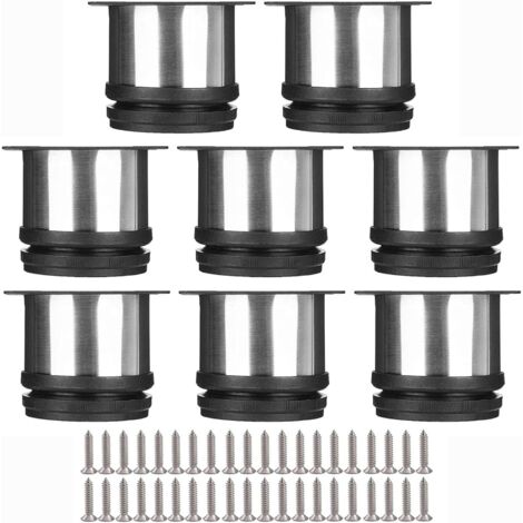 Selected Lot de 8 Pieds de Meubles, Pied Cuisine Réglables Ø 50 mm/Hauteur 50 mm Ronds Métal Acier Inoxydable Canapé Jambe Table Pieds (1/5)