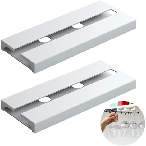 2 Pièces Porte-Verre à Vin, Porte-verres à Pied, Support Verre à Vin Deux Rangées, Support à Verre à Vin Suspendu, Verres à Pied Suspendu Support, pour Cuisine, Maison, Bar, Étagères, Restaurant(Blanc (1/5)
