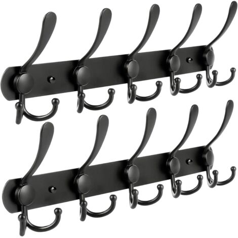 Porte-Manteaux muraux, 2 Paquets de 15 Crochets Rail Mural en Acier Inoxydable pour Porte-Manteau Porte-Serviettes Peignoir Salle de Bain Salle de Bain Entrée (1/5)