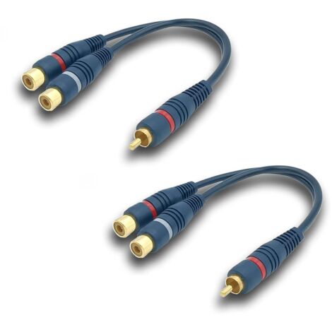 Aougo – Câble RCA Y répartiteur audio 1 mâle vers 2 femelles – 15CM – Connecteurs plaqués or – Blindage cuivre pour interférences réduites – Lot de 2 - 2Pack