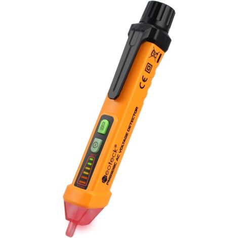 Testeur Electrique,Détecteur de Tension Sans Contact 12-1000V, Test de Fil de Phase/Neutre, Buzzer Sonore & Lumineux, Lampe de Poche, AC 50-500Hz, Stylo Testeur de Tension NCV