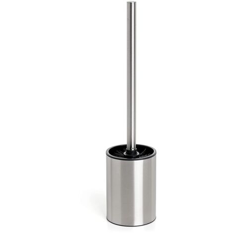 Brosse WC Satin, Faite d'acier Inoxydable, Seau intérieur en polypropylène, Brosse Noire, sans BPA, Métallisé. Mesures 9 x13x 38 cm