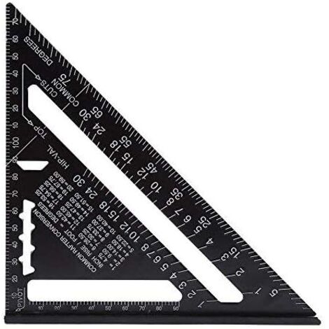 Règle de triangle métrique carrée de vitesse - Règle de système métrique en alliage d'aluminium, onglet de rapporteur carré, outil de mesure de charpentier d'ingénieur de haute précision (taille : 7 p