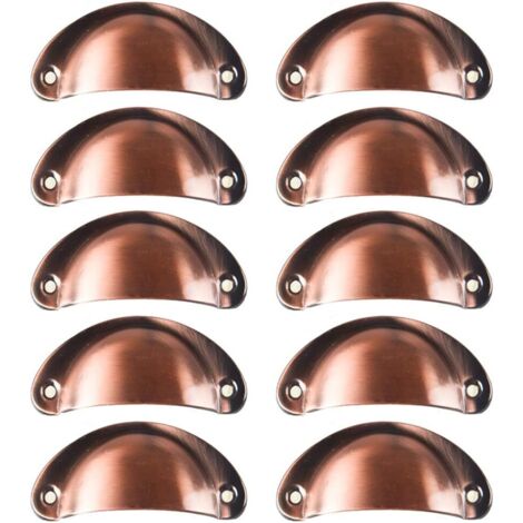 10x Poignée de Coquille Vintage pour Tiroir Armoire Meuble Cuisine, Fer Incurvé Bouton de Porte de Placard Retro 8,2 cm x 3,5 cm,Métall Bouton Porte pour Armoire Meubles Décoration(Cuivre rouge)