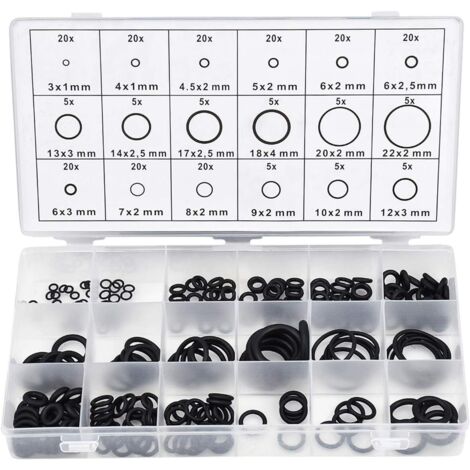 Beijiyi – Kit de joints toriques en caoutchouc 225 pièces – 18 tailles de 3mm à 22mm – Résistance aux fluides – Étui de rangement pratique - 225PCS