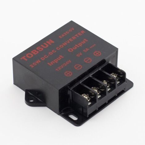 Convertisseurs Transformateur d'alimentation DC DC Abaisseur de tension 12V24V vers 5V 5A 25W DC Buck Converter Réglable pour écrans LED, Automobile, Electricité ect.