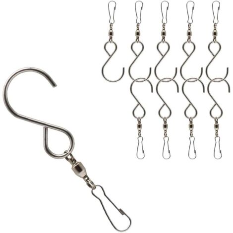 10 pièces Crochets Pivotants avec Clips, Crochets de Carillon à Vent en Acier Inoxydable pour Mangeoire pour Oiseaux, Lampe Suspendue, Panier à Fleurs Suspendu (Argent)