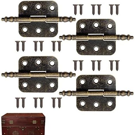 Charnières Laiton Antique avec 24 Vis Charnière Plate Vintage 70 35mm Charniere Porte Placard Vintage Charnières Pliantes en Bronze Charnière Meuble Ancien pour Boite à Bijoux, Armoire