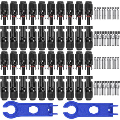 20 Paires Connecteur Solaire Photovoltaïque,Connecteur PV Mâle/Femelle, Double Anneaux Joint étanche, pour Photovoltaïque Panneau Solaire Cable Accessoires (1/5)