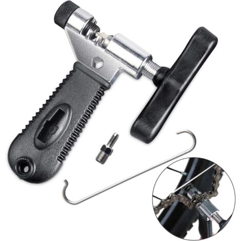 Outil Dérive Chaîne, Universel pour 7 8 9 10 Vitesses Chaîne Lien Retrait avec Sauvegarde Broches en Acier Inoxydable, Facile à l'aide de chaîne de vélo Splitter Cutter Portable Compact (1/5)