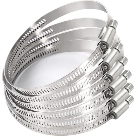 Aougo – Collier de serrage en acier inoxydable 6 pièces – Diamètre réglable 91mm-115mm – Résistant à la corrosion – Pour tuyaux et câbles