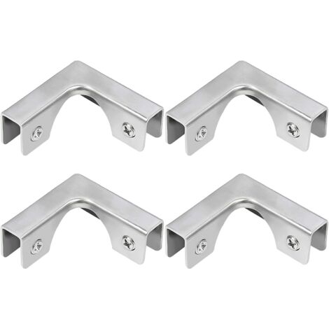 Pince à Verre, 4 Pièces de Connecteurs en Verre en Acier Inoxydable en Forme de L, Supports de Fixation à Angle Droit pour Fixation d'Aquarium Sans Bord Armoire, Pour Verre de 5 à 8 mm